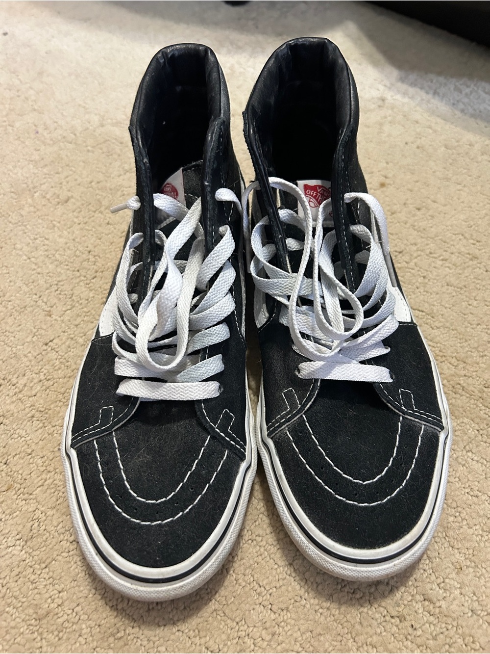 Vans Black and White High-Top Skate Sneakers